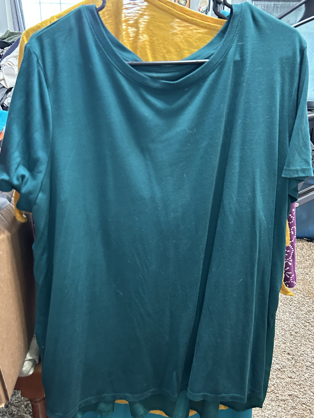 14th & Union Dark Green Mixed Fabric Short Sleeve Top Size 2X